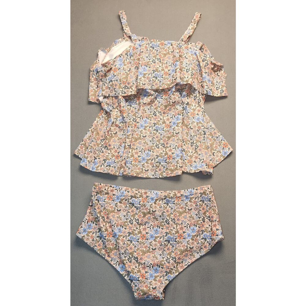 NEW Kim Curvy 16W Floral High Waist Bikini Tankini Swimsuit - Picture 10 of 16